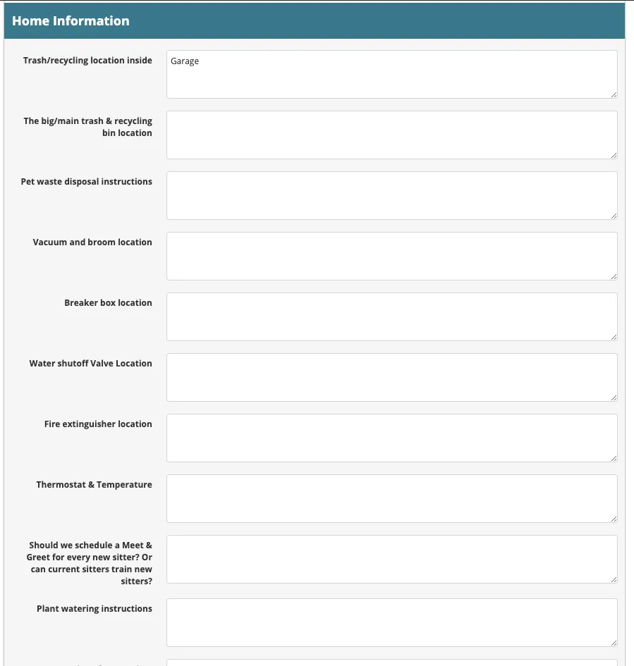 Home Profile for Dog Walker CRM