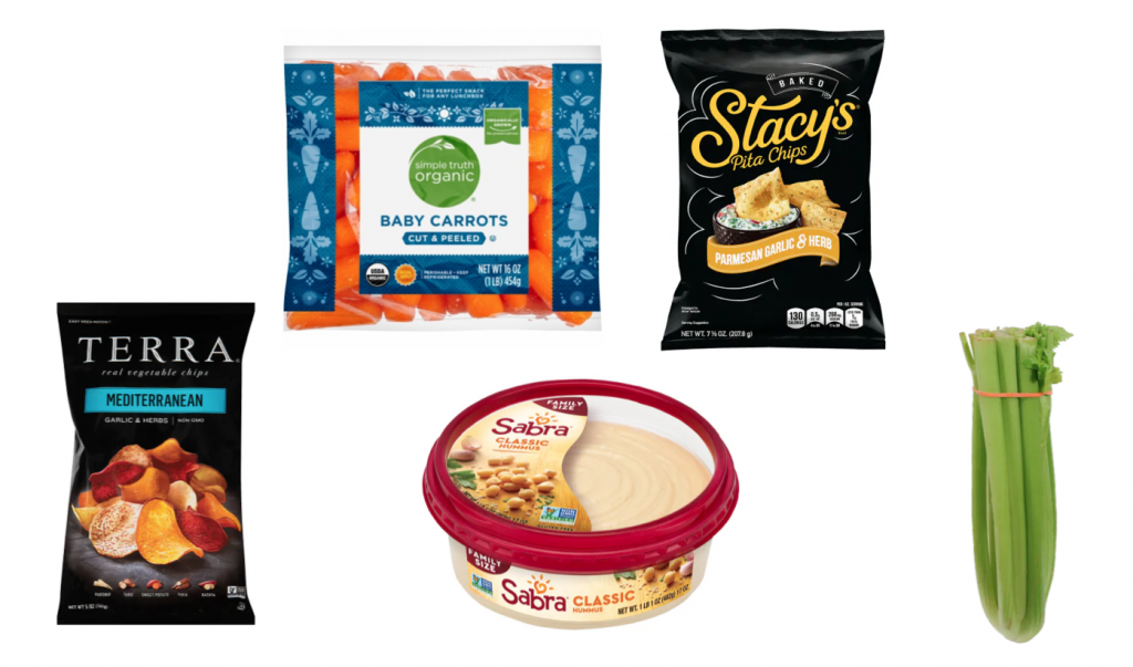 Hummus chips and veggies