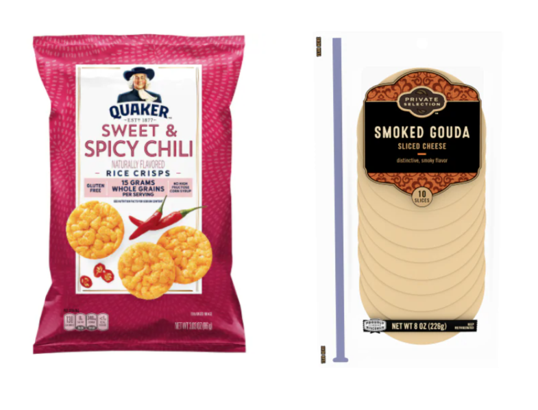 Spicy popped rice and gouda cheese