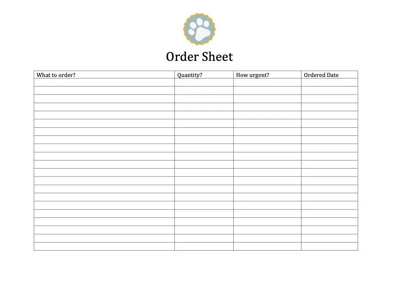 Order Sheet