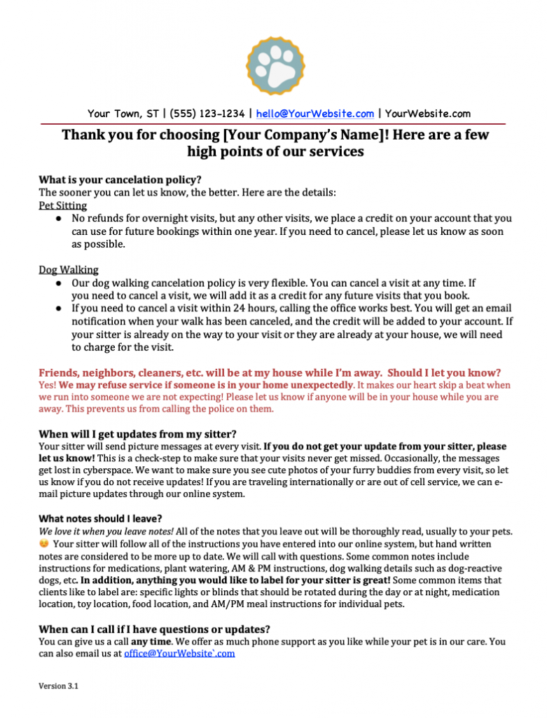 Policy Highlights Sheet