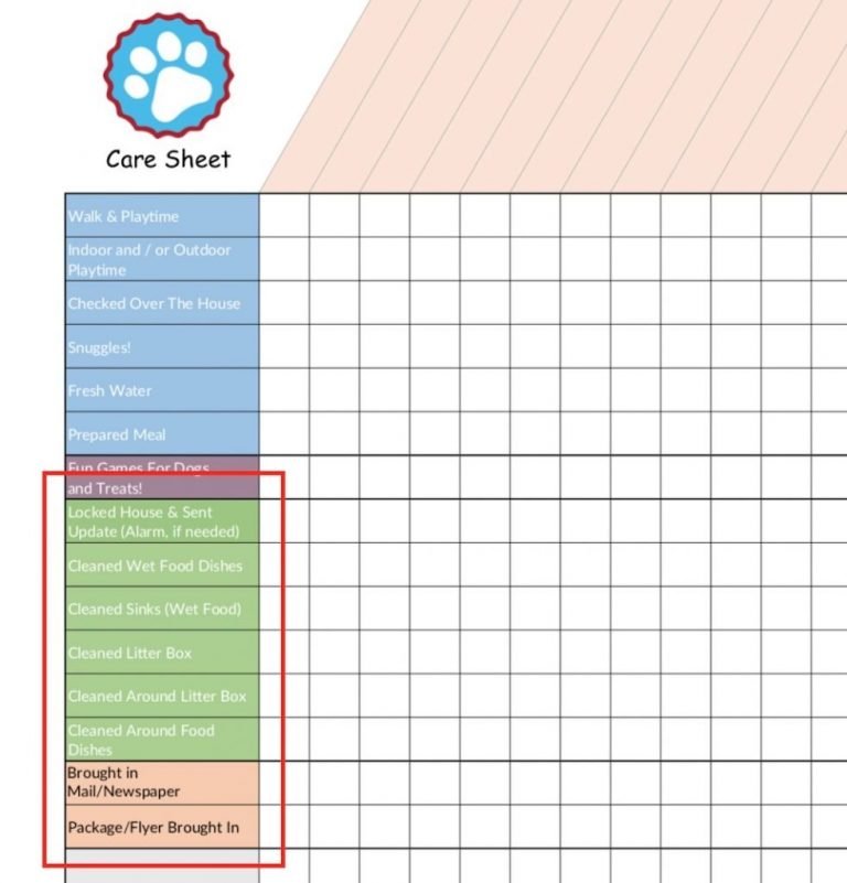 Pet Sitting Care Sheet