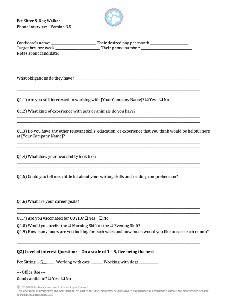 The Phone Interview Instructions | Professional Pet Care Association