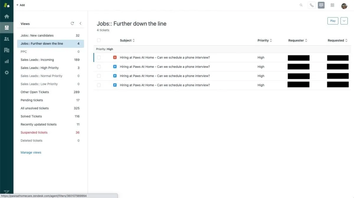 Zendesk Hiring Example for Pet Sitters